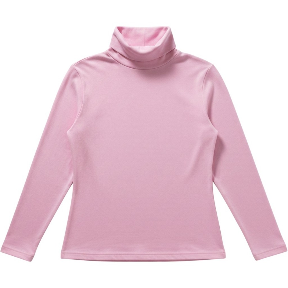 Lands End Womens Large 14-16 Pink Long Sleeve Turtleneck Cotton Blend Top - Picture 2 of 9